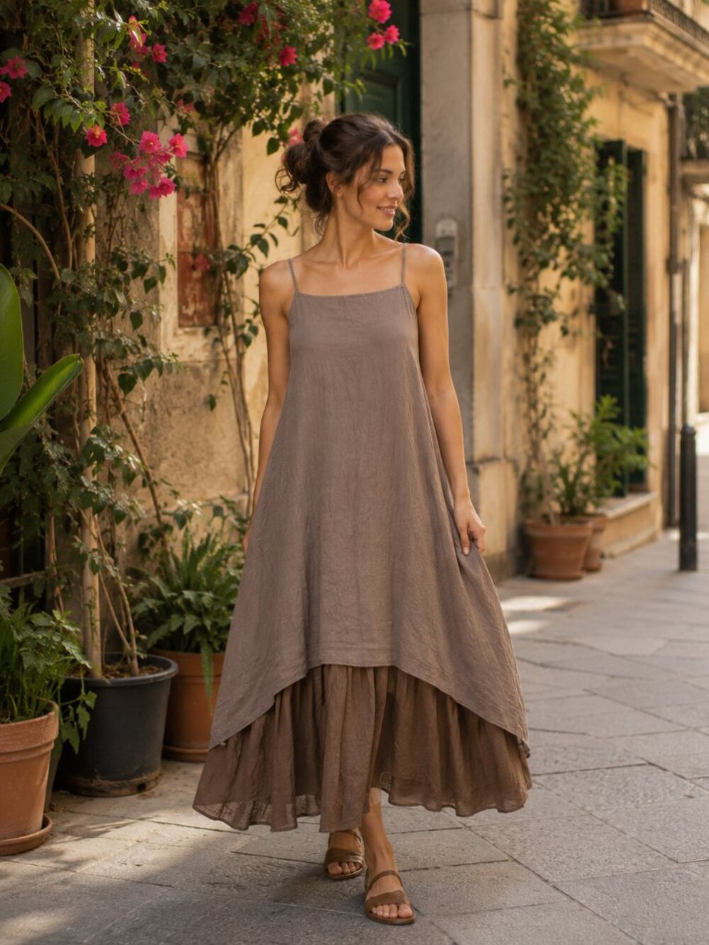 Vtg Aska Paris lagenlook ATW art to wear silk sleeveless maxi dress
